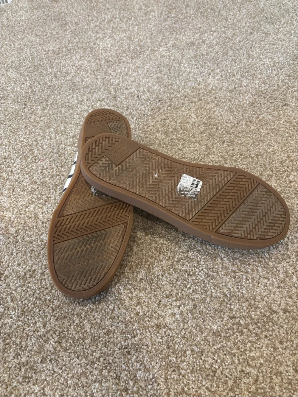 Toms Cream & Navy Striped Slip-On Loafers